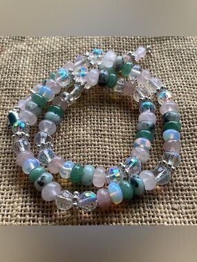 Mystical Dream Necklace Labradorite , Crystal Rose quarts Aventurine New